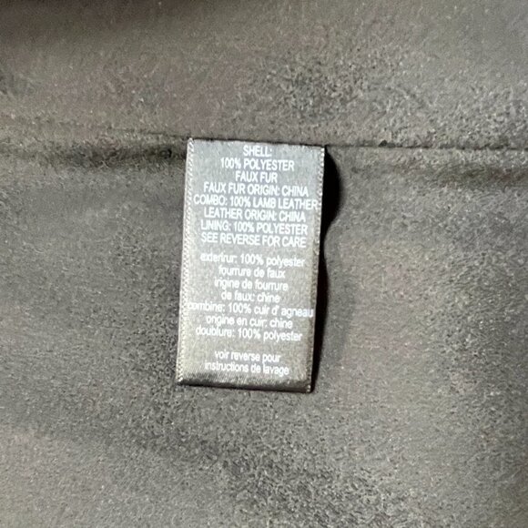 PJK Patterson J. Kincaid Black Shaggy Faux Fur and Faux Leather Vest, Size M/L - Picture 7 of 10